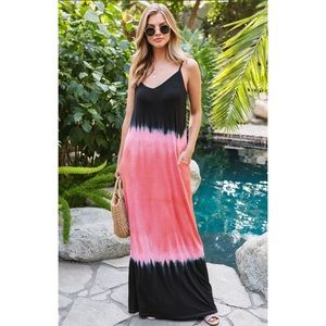 [3Packs] Tie Dye Maxi Dress Red